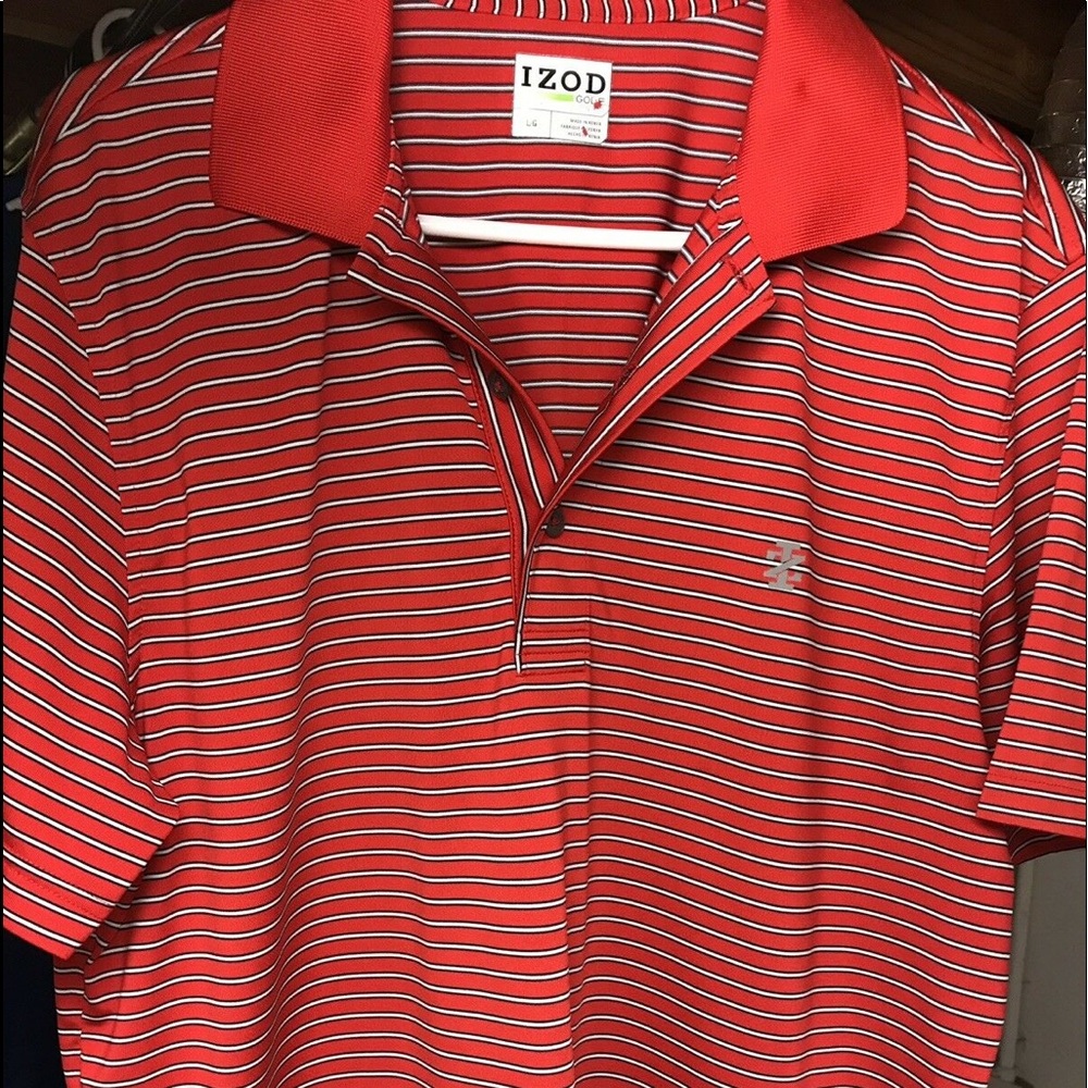 Men’s Izod Red Striped Golf Polo